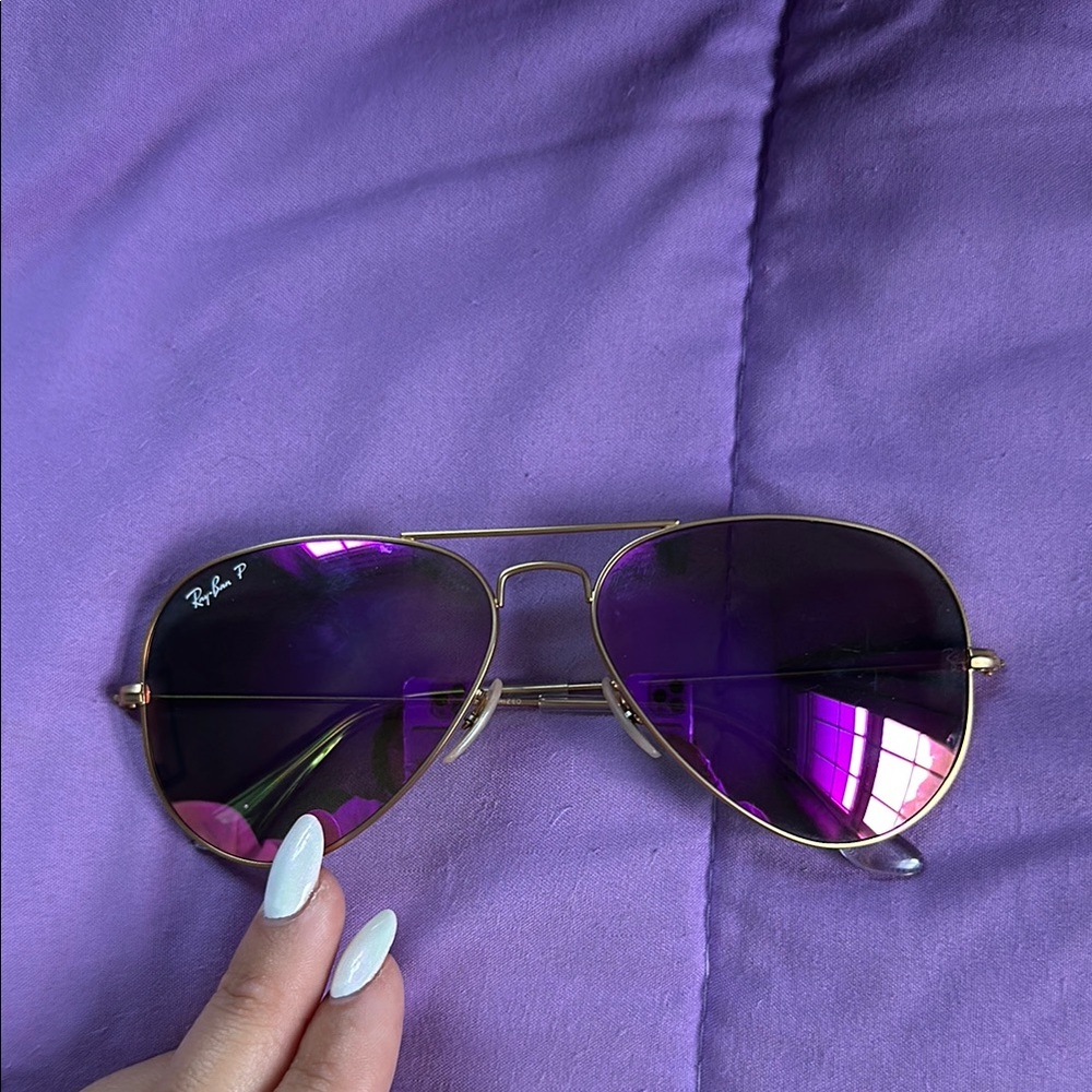 Ray-Ban Gold and Purple Aviator Sunglasses